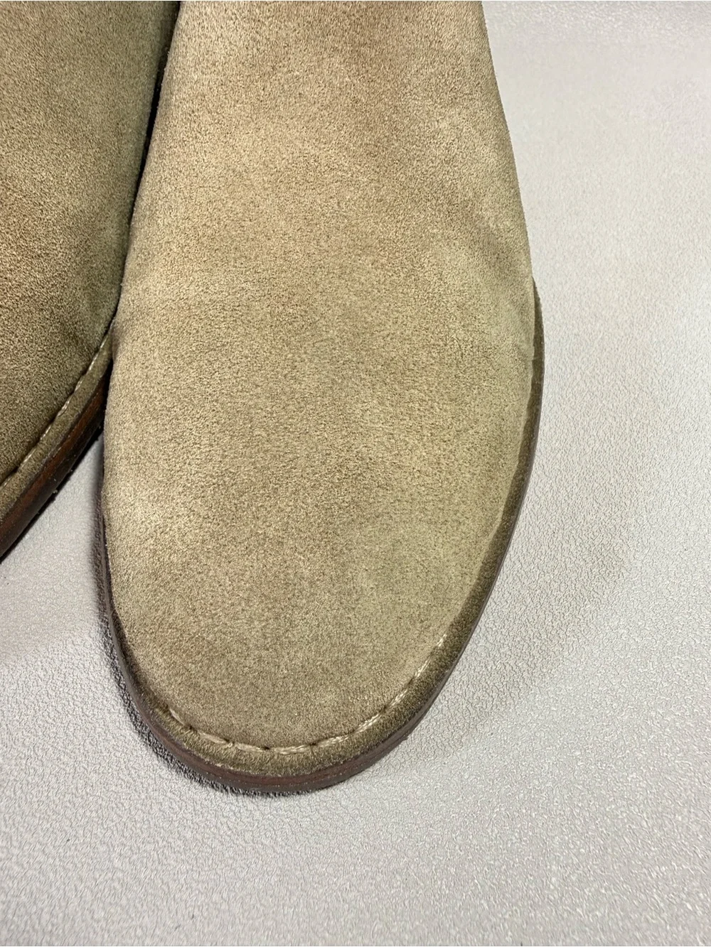 Trask Aubrey Taupe Suede Leather Side-Zip Ankle Boots